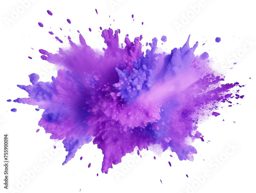 Lavender paint color powder festival explosion burst isolated on transparent background, transparency image, removed background