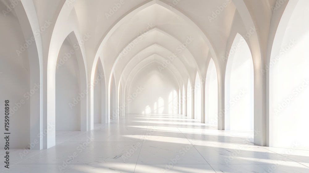 Architecture interior background empty arched pass 3d render  - obrazy, fototapety, plakaty 