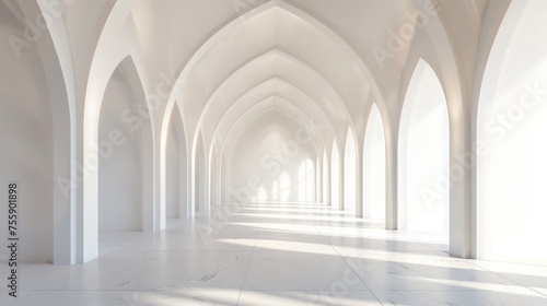 Architecture interior background empty arched pass 3d render  © Emil