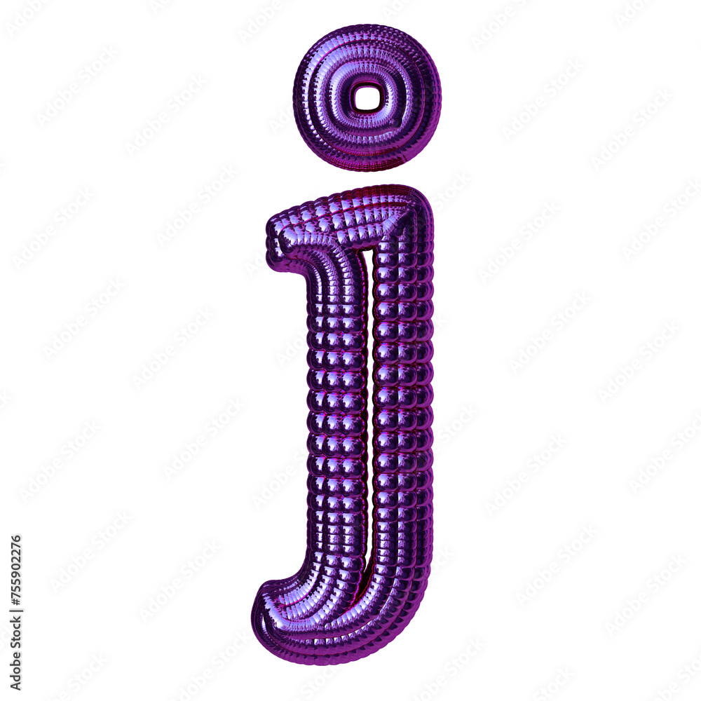 Symbol made of purple spheres. letter j Symbol made of purple spheres. letter j