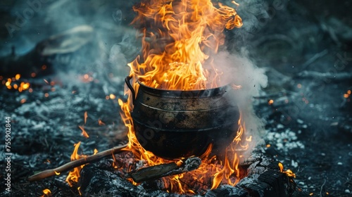 burning melting pot  photo