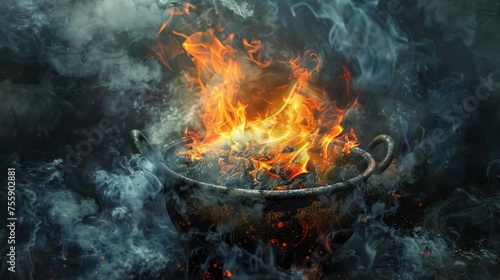 burning melting pot  photo