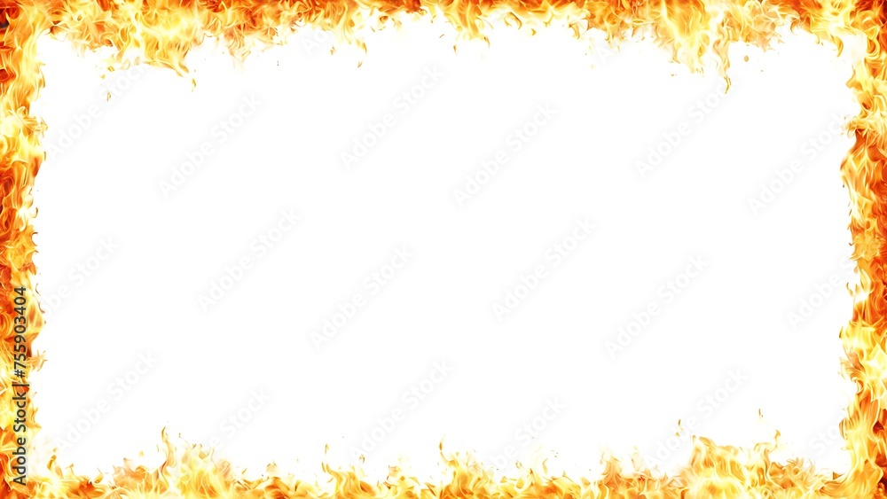 Background Burning fire flames border white texture isolated Background Burning fire flames border white texture isolated
