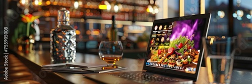Restaurant website for online ordering and food delivery with UX on laptop photo