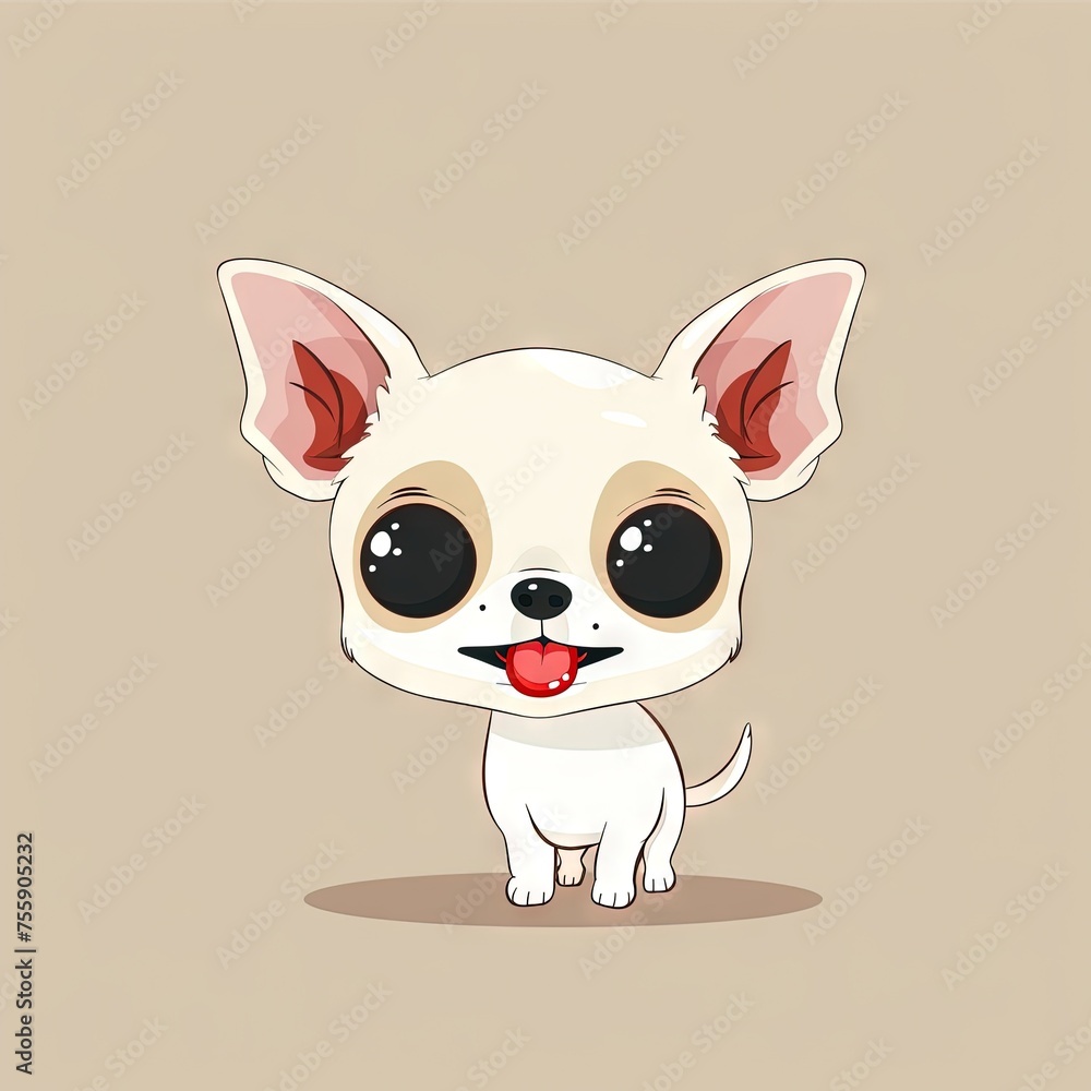 Obraz premium Cute animated kawaii chihuahua puppy dog. Modern animation style icon isolated on solid background