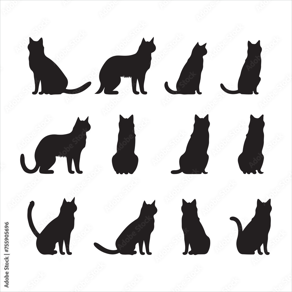 A black silhouette Leo cat set
