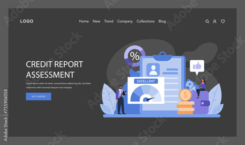 A thorough inspection of financial standing, depicted with an excellent rating on a detailed credit report, alongside monetary symbols