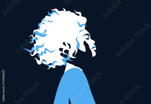 Violence against women banner with strong african american woman and male arm on her face. Concept of domestic abuse and sexual harassment. Vector illustration