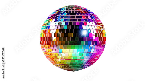Colorful Disco ball multi colored party on white or transparent background