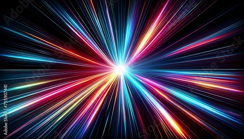 abstract colorful background with rays  a dynamic image depicting a burst of multicolored light rays emanating from a central point  creating a vibrant and energetic visual effect that suggests high s