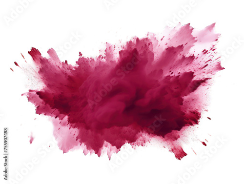 Burgundy paint color powder festival explosion burst isolated on transparent background, transparency image, removed background photo