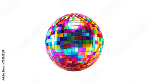 Colorful Disco ball multi colored party on white or transparent background