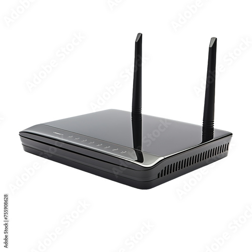 Obraz na płótnie Black wireless modem on white or transparent background
