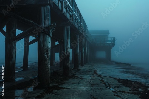 Wallpaper Mural Abandoned pier. View travel harbor. Generate Ai Torontodigital.ca