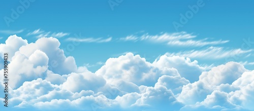 White clouds on a blue sky backdrop