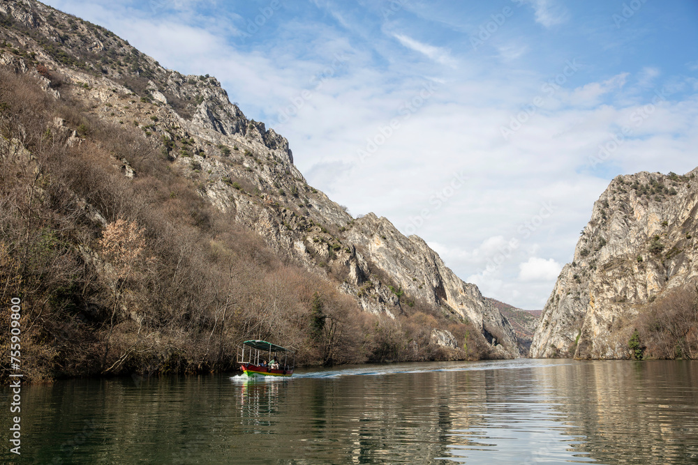 View of beautiful tourist attraction, lake at Matka Canyon in the Skopje surroundings. Macedonia. View of beautiful tourist attraction, lake at Matka Canyon in the Skopje surroundings. Macedonia.