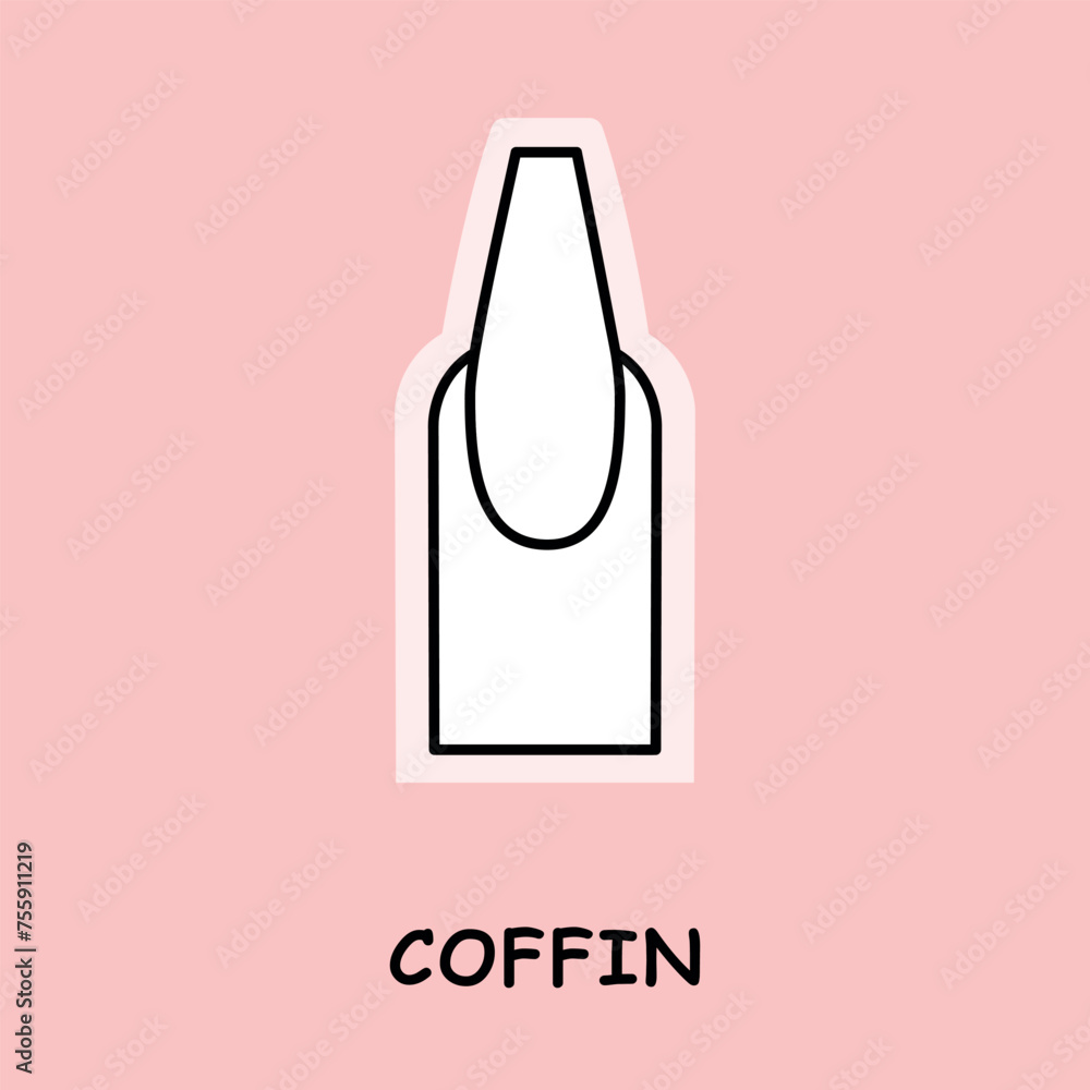 vector illustration nail shape coffin pink background vector illustration nail shape coffin pink background