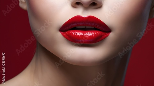 Portrait of a lady with eye-catching red lipstick