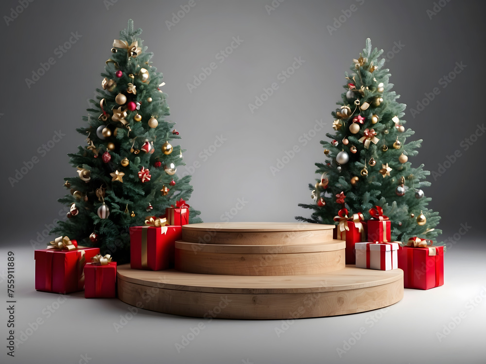 Christmas podium for product display, sales, and marketing and promotion design for Christmas festive. Perfect to showcase products for business and retail design.