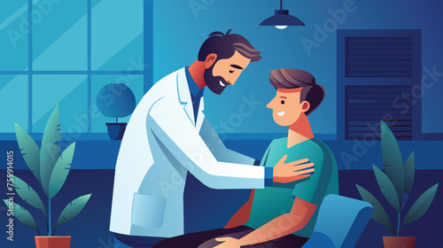 Compassionate Doctor Comforting Patient in Clinic at Night