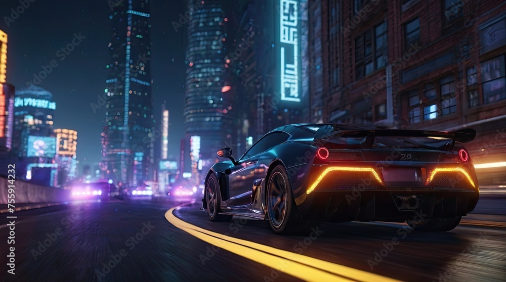 Computer games about racing in the night city, screensaver. Computer games about racing in the night city, screensaver.