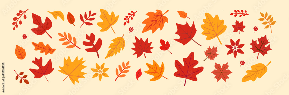 Autumn Leaves Set for Seasonal Design. Generative AI