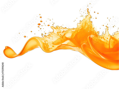 Orange liquid wave splash water isolated on transparent background, transparency image, removed background