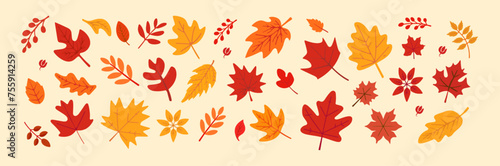 Autumn Leaves Set for Seasonal Design. Generative AI
