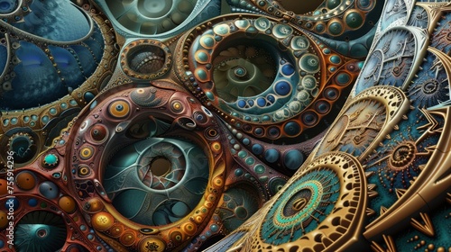 Intricate Steampunk Mechanism Artwork with Detailed Gears and Cogs