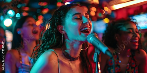 people in a karaoke bar sing Generative AI