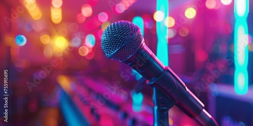 karaoke bar concept microphone Generative AI