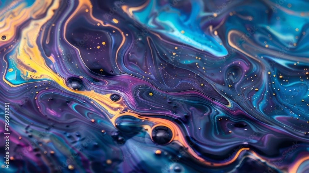 Mesmerizing Abstract Liquid Paint Swirls in Purple Hues	