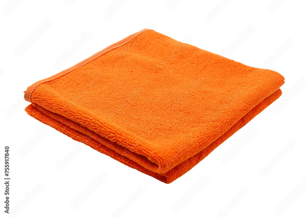 Folded orange towel isolated on a transparent background. Folded orange towel isolated on a transparent background.