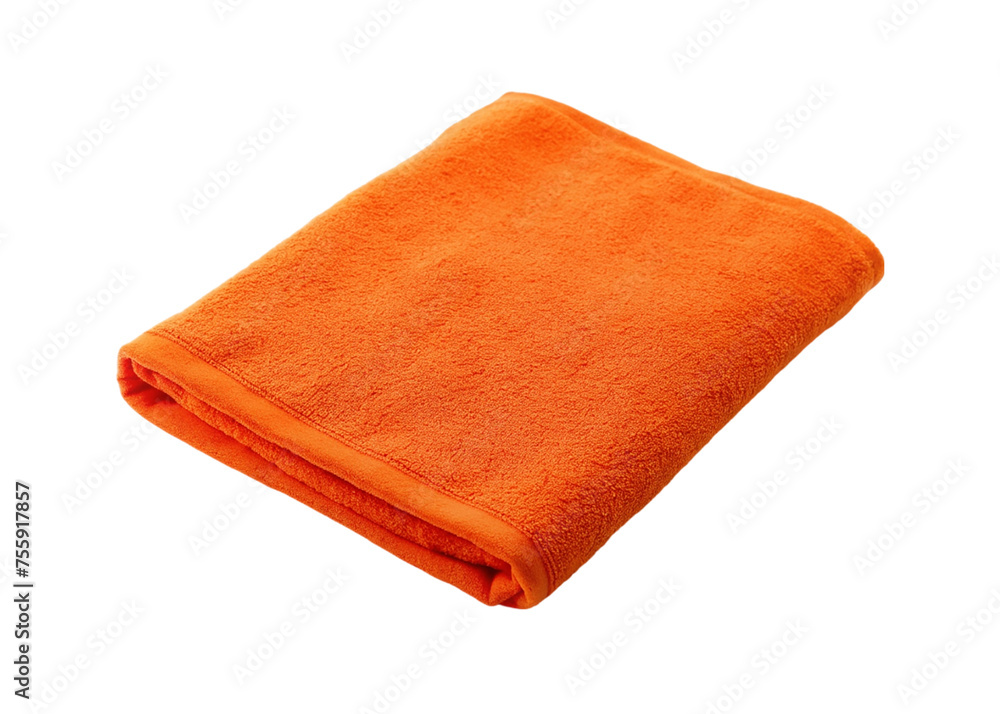 Folded orange towel isolated on a transparent background. Folded orange towel isolated on a transparent background.