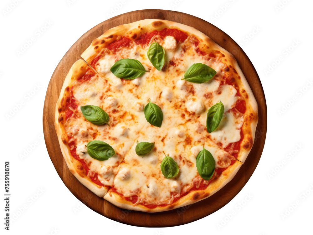 vegetarian pizza isolated on transparent background, transparency image, removed background