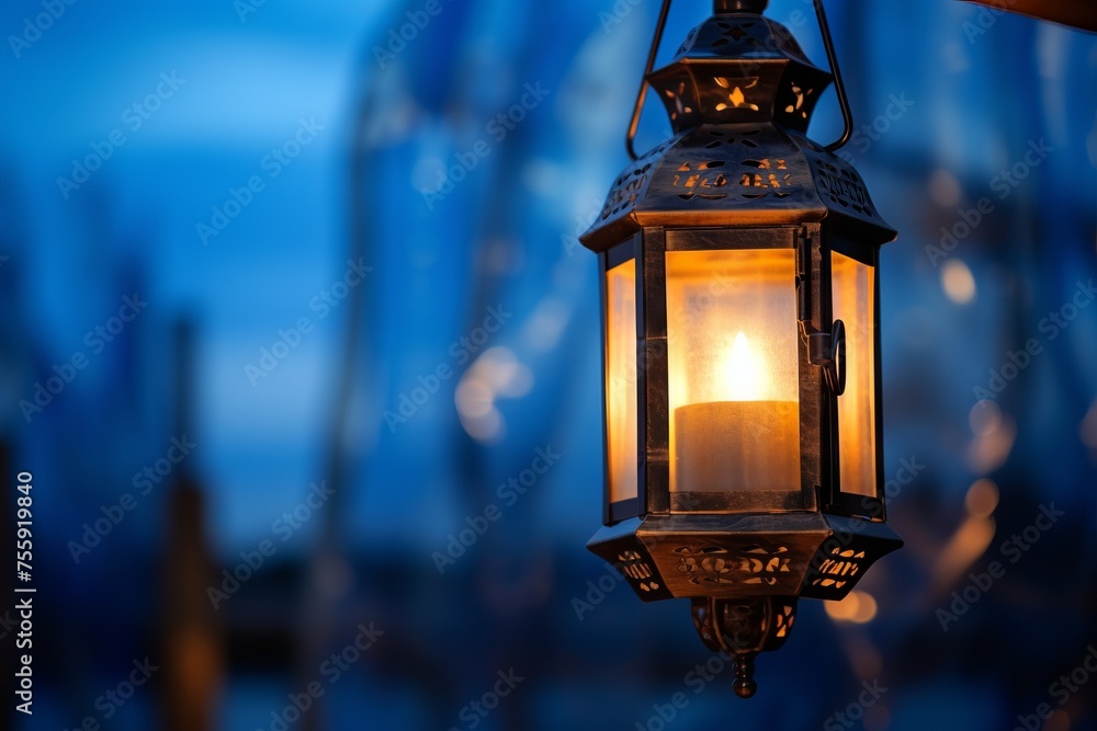 A close-up of a lantern in the blue hour A close-up of a lantern in the blue hour