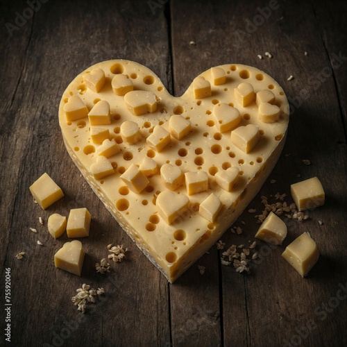 Cheese cut in the shape of a heart on Cheese Day