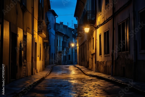 A quiet street bathed in the colors of blue hour © KerXing