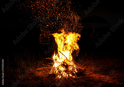 fire in the fireplace