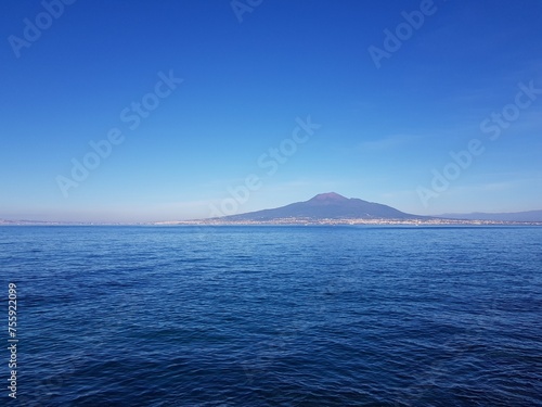 View of the volcano Vesuvius from the sea, Naples, Italy