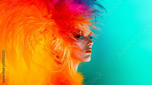 Bright fashion portrait of a supermodel. Colorful, rich colors, unusual image. Fashion and beauty.