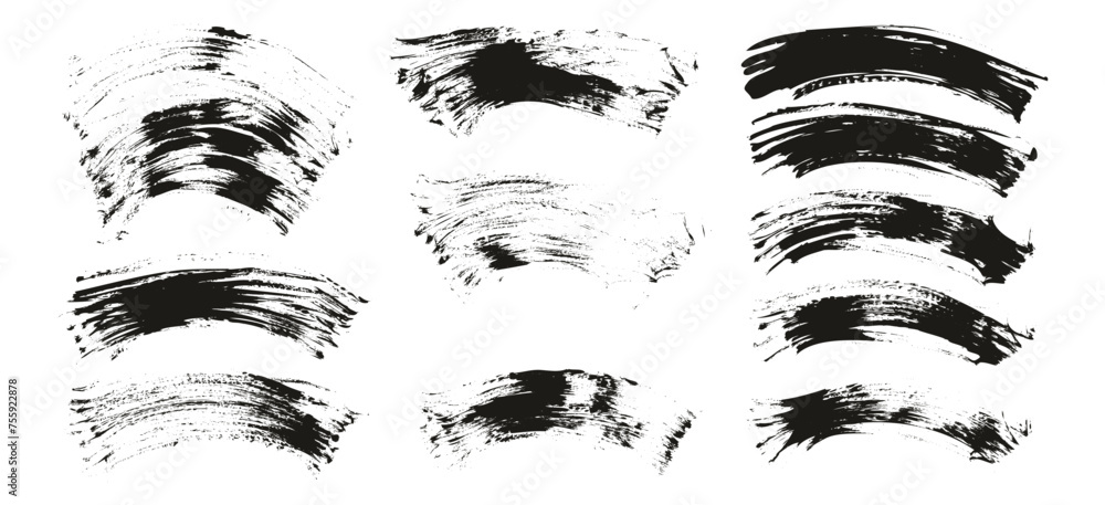 Hand Drawn Flat Fan Brush Thin Curved Background High Detail Abstract Vector Background Set Hand Drawn Flat Fan Brush Thin Curved Background High Detail Abstract Vector Background Set