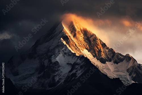 The play of light and shadow on a mountain face