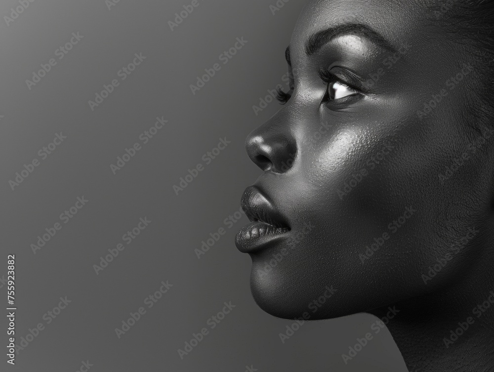 Profile portrait of an African American woman. African culture and ethnicity. Feminine beauty. Profile portrait of an African American woman. African culture and ethnicity. Feminine beauty.