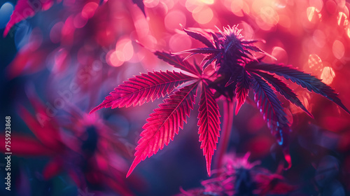 Purple leaves glow amidst a magical  bokeh-lit background