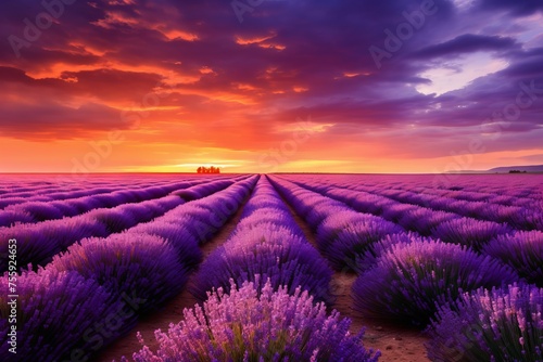 The vibrant colors of a field of lavender