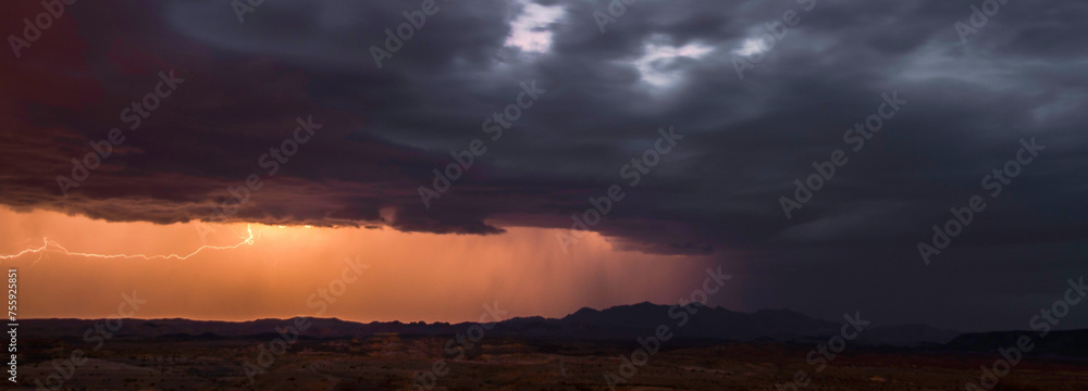 Electric Twilight: 4K Ultra HD Image of Stormy Weather Lightning at Sunset