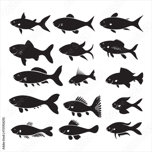 A black silhouette Fish set 
