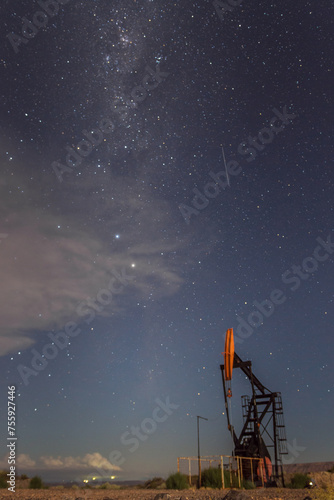 A starry sky with the passing of satellites photo
