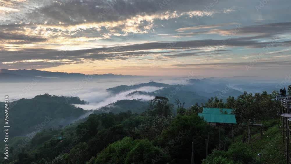Clouds drifting over the majestic mountains in Sajek Valley, a breathtaking journey through nature's serene beauty. Timelapse, 4k Drone footage Clouds drifting over the majestic mountains in Sajek Valley, a breathtaking journey through nature's serene beauty. Timelapse, 4k Drone footage
